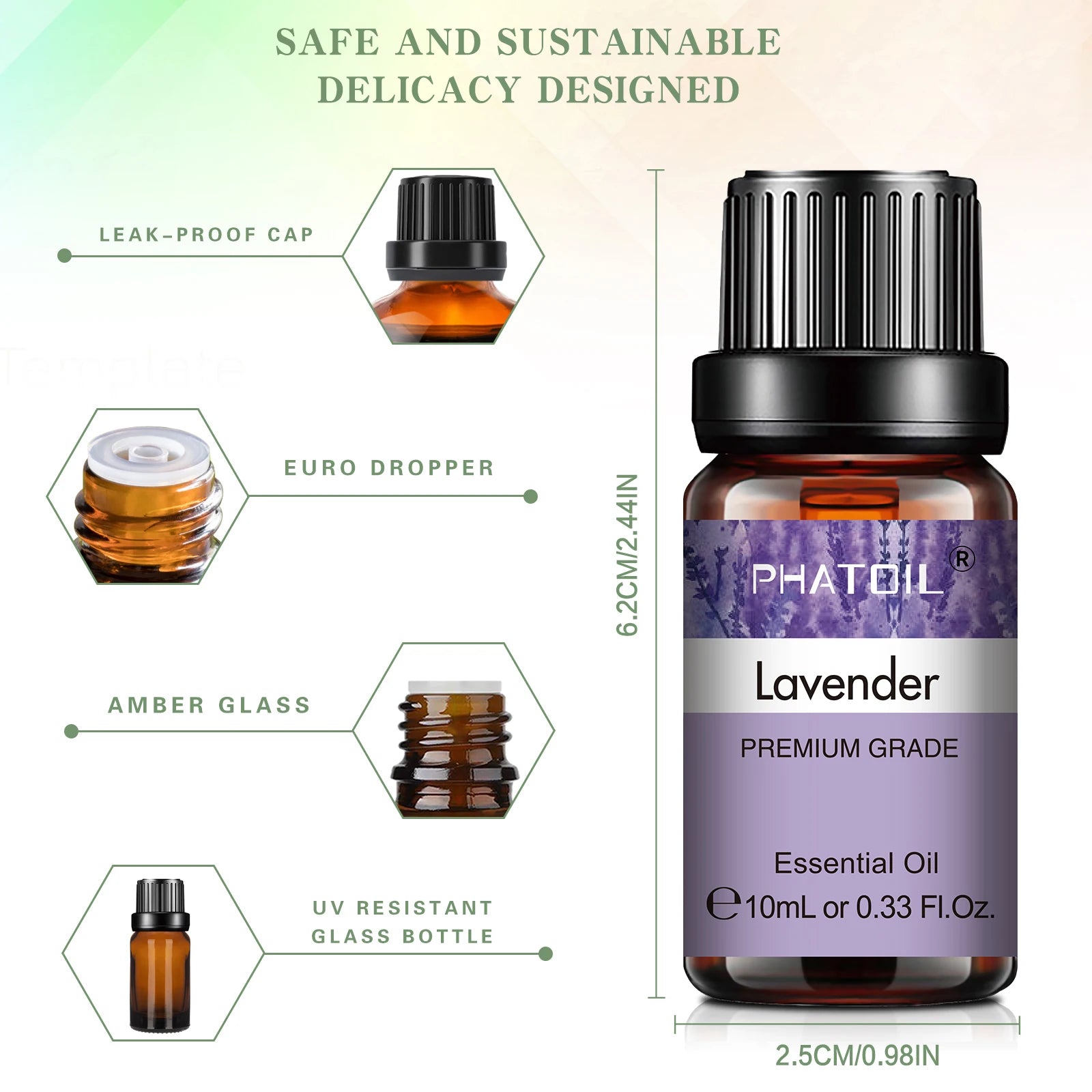 PHATOIL 6-Piece Pure Essential Oil Set – Diffuser & Aromatherapy