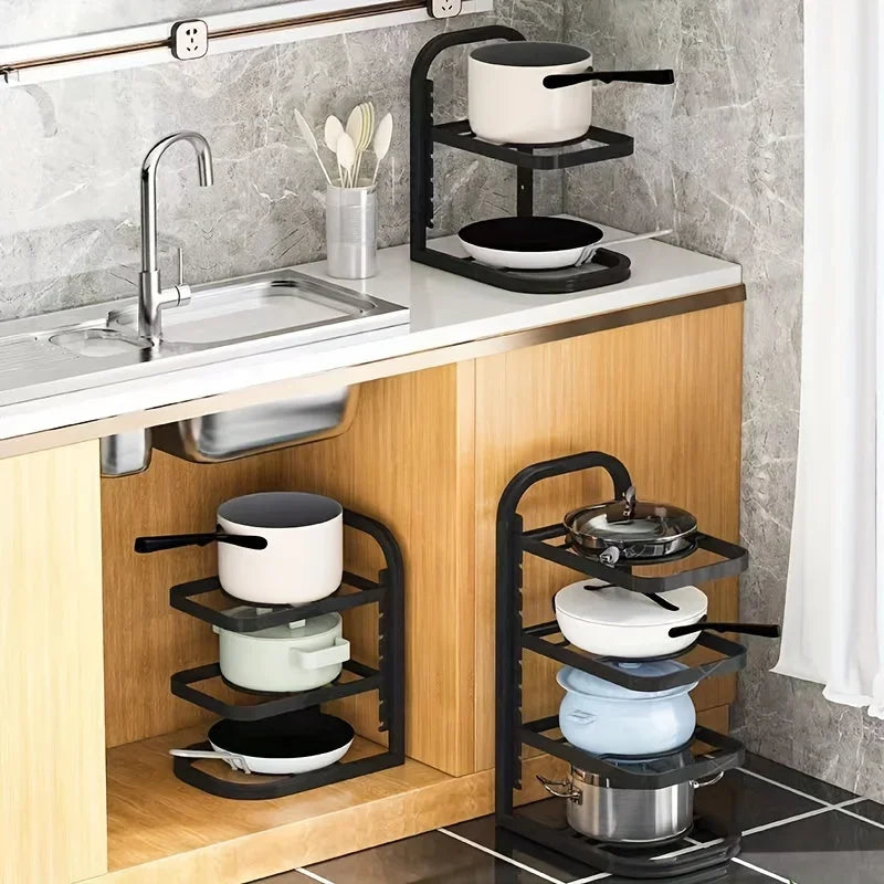 Adjustable Multi-Layer Kitchen Storage Shelves Pot Racks Sink Organizers Cabinet for Efficient Space Saving Oasis Select