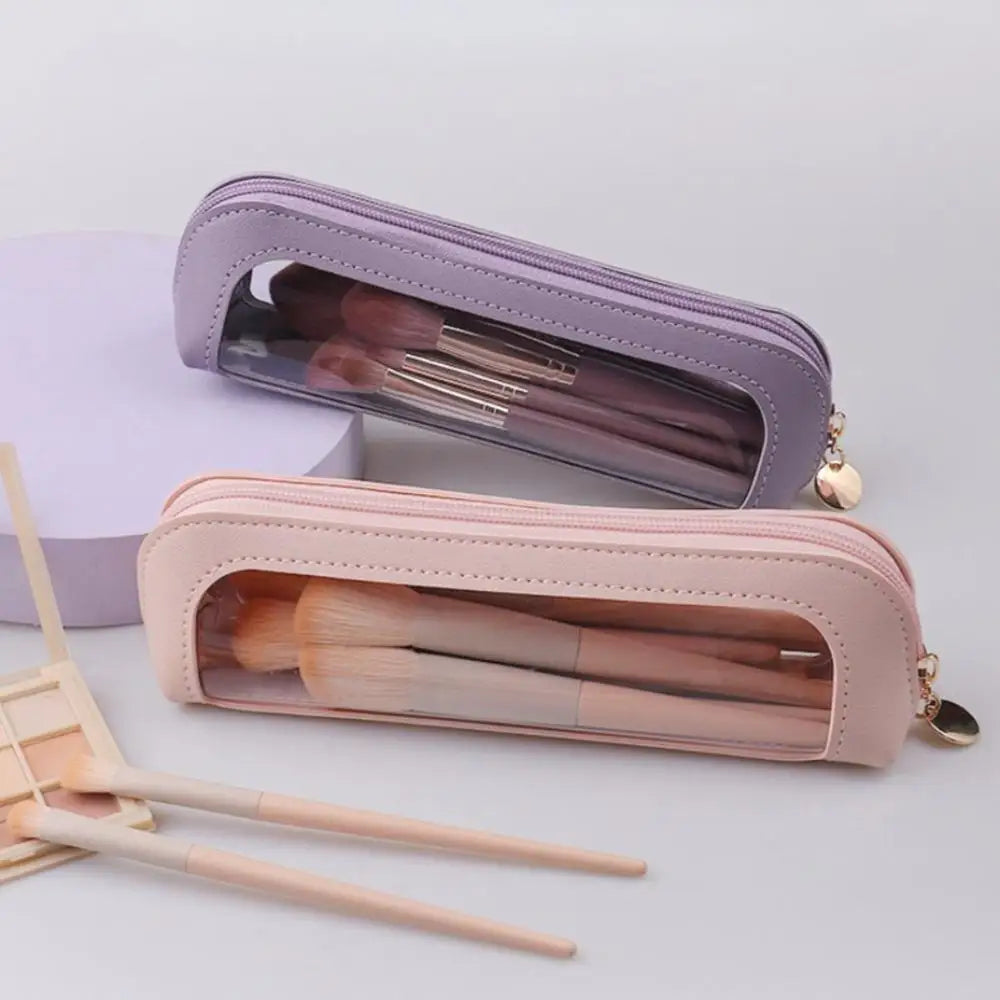 Transparent PVC Makeup Brush Storage Bag Portable Simplistic Large Capacity Eyebrow Pencil Eyeshadow Brush Bag with Window Oasis Select