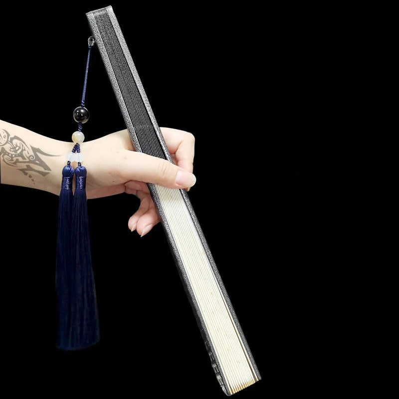 Metal Kung Fu Folding Fan Silk Cloth Fan Surface Tungsten Steel Alloy Self-defense Kung Fu Fan Oasis Select