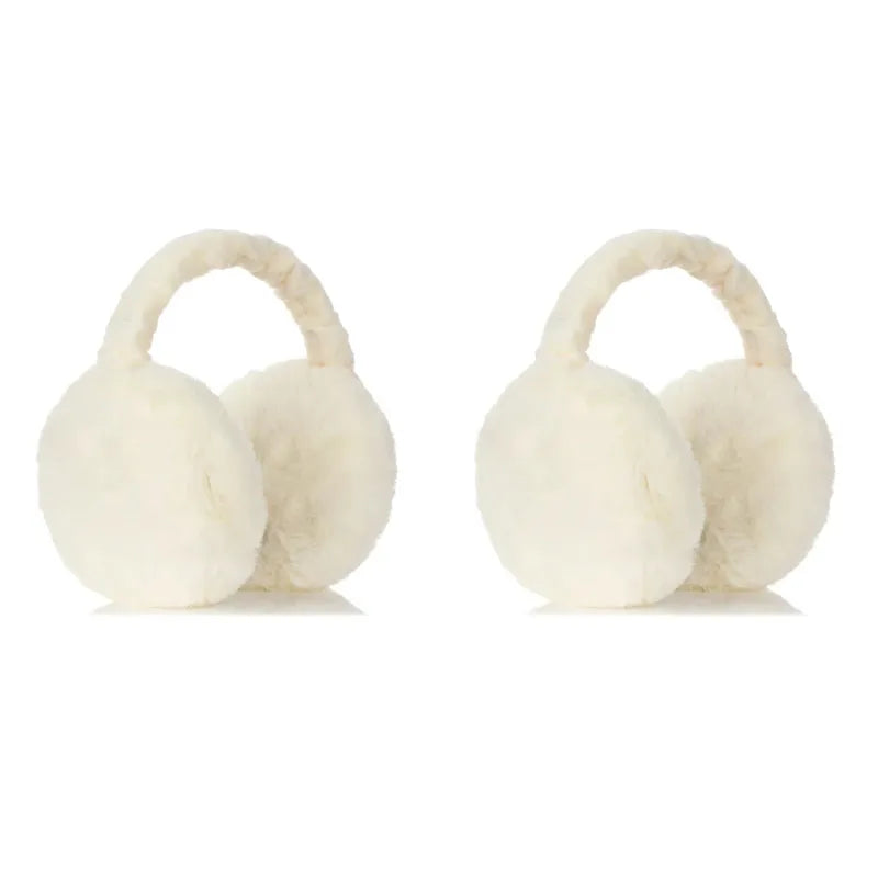 1/2/4pcs Outdoor cold protection earmuffs ear cover soft plush ear warmer winter warm for women men fashion solid color earflap Oasis Select 2pcs-white