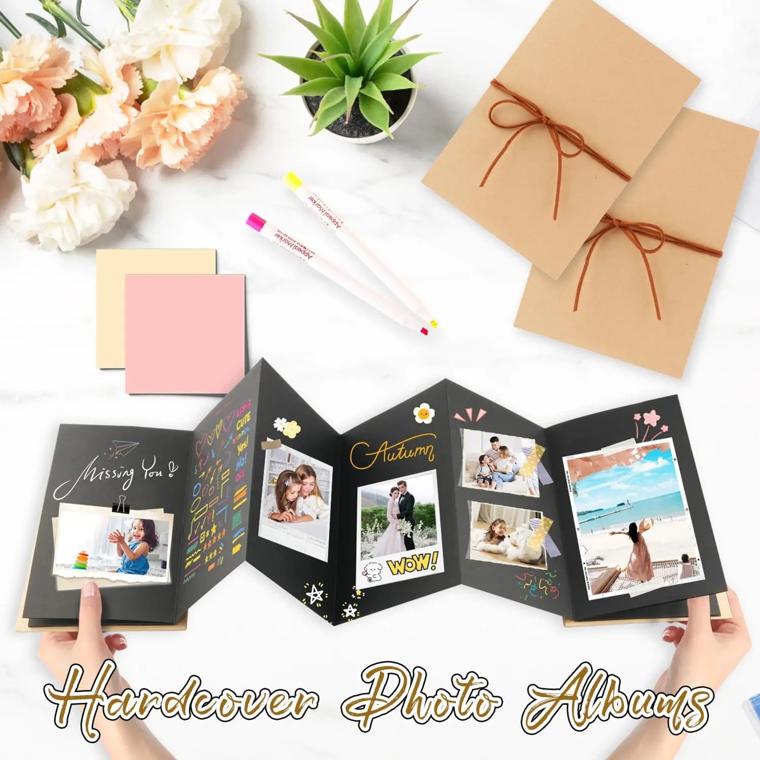 Scrapbook Album Accordion Scrapbook Fold-Out Stand-Up Display for Graduation Anniversary Memories Perfect for metallic markers Oasis Select