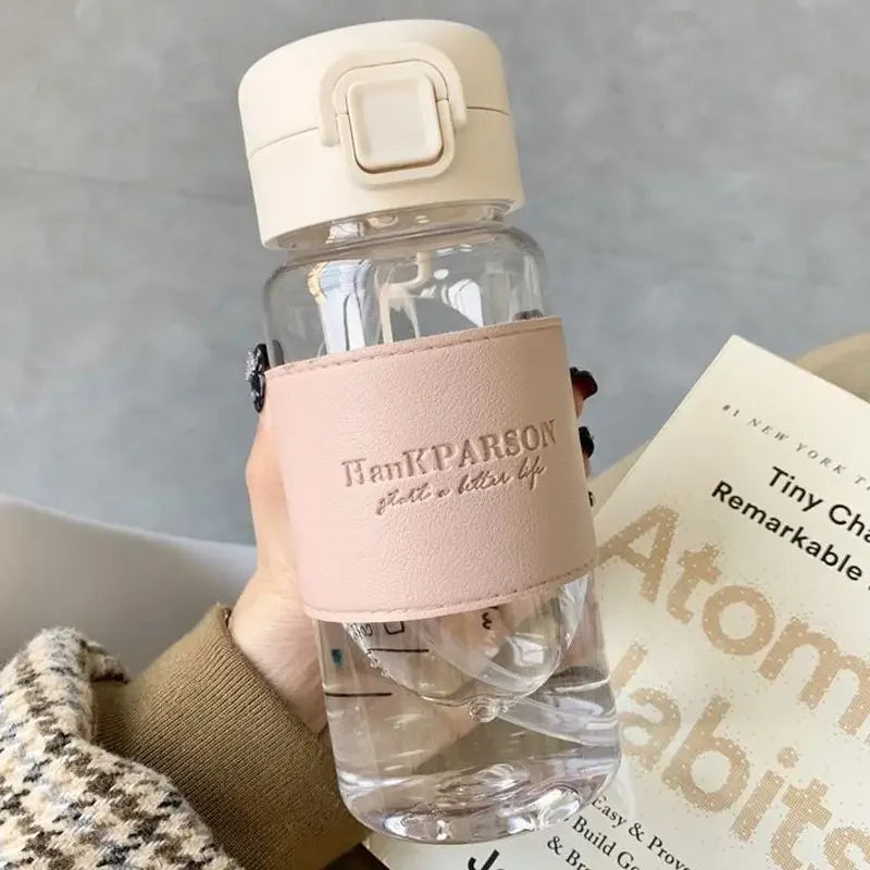 500ml Water Bottle with Straw Portable Clear Leakproof Drinking Bottle Outdoor Travel Office Essential Coffee Tea Water Bottle Oasis Select Pink-straw-holster 500ml