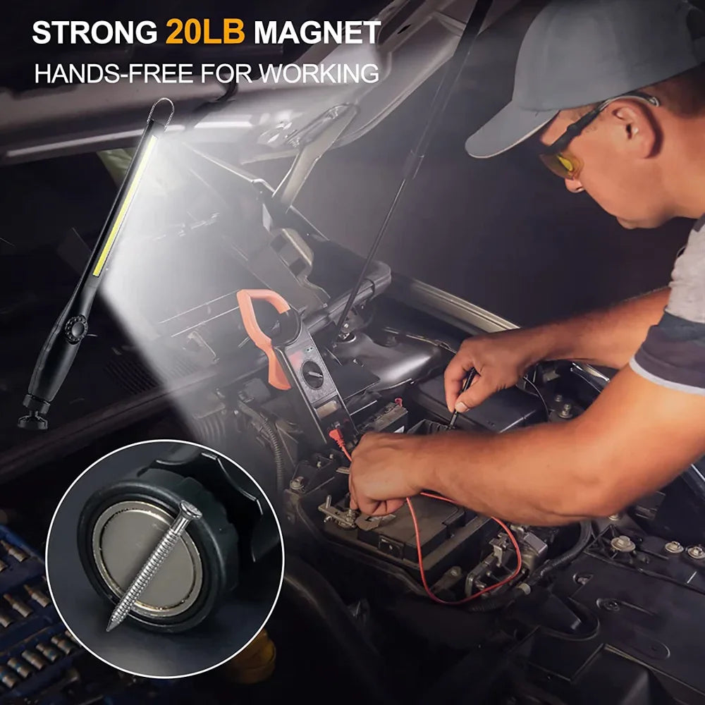 COB LED Magnetic Work Light – USB Rechargeable, 700 Lumens
