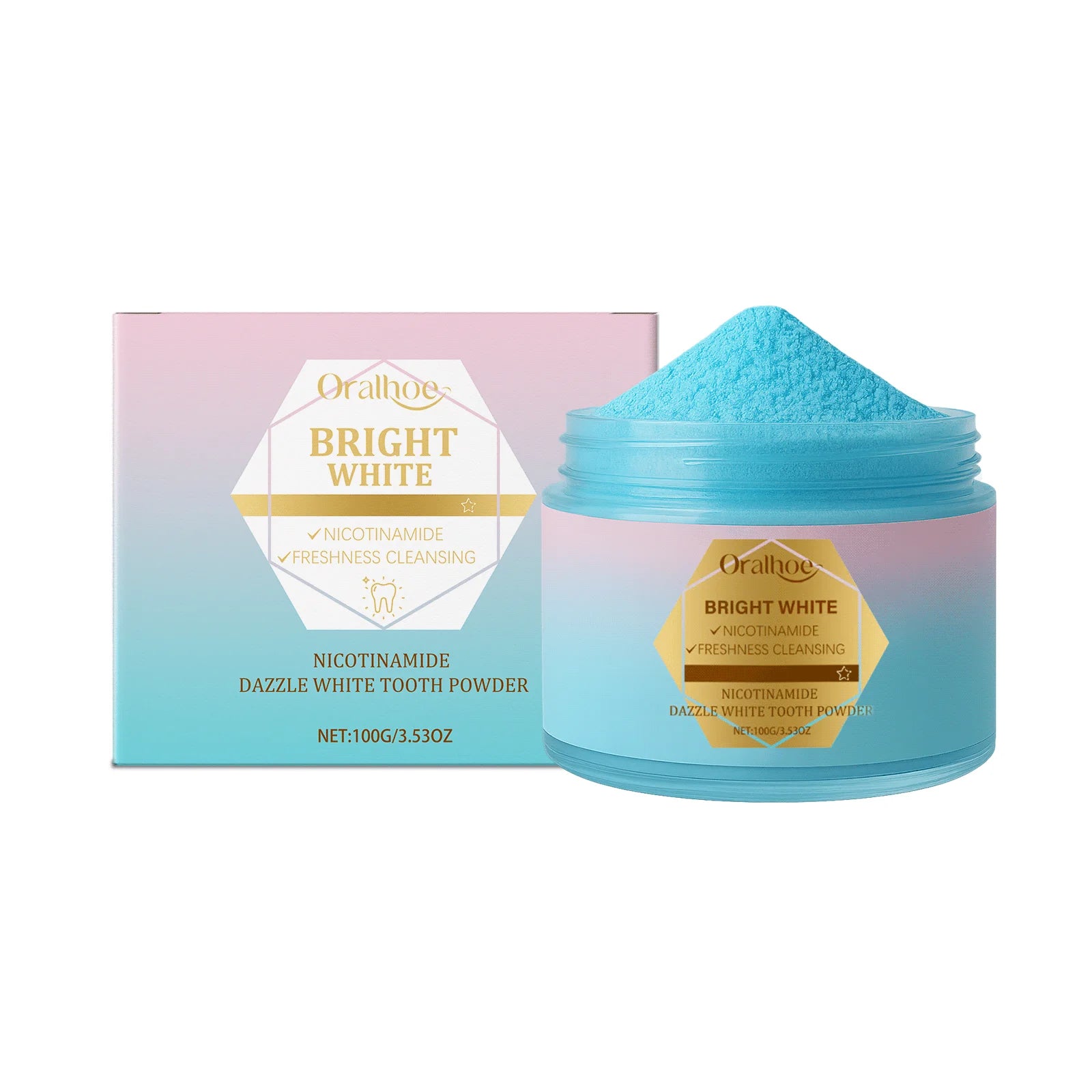 Nicotinamide Teeth Whitening Powder Cleaning Plaque Stain Remove Calculus Fresh Breath Oral Hygiene Care Tooth Bleach Toothpaste Oasis Select 100g boxed