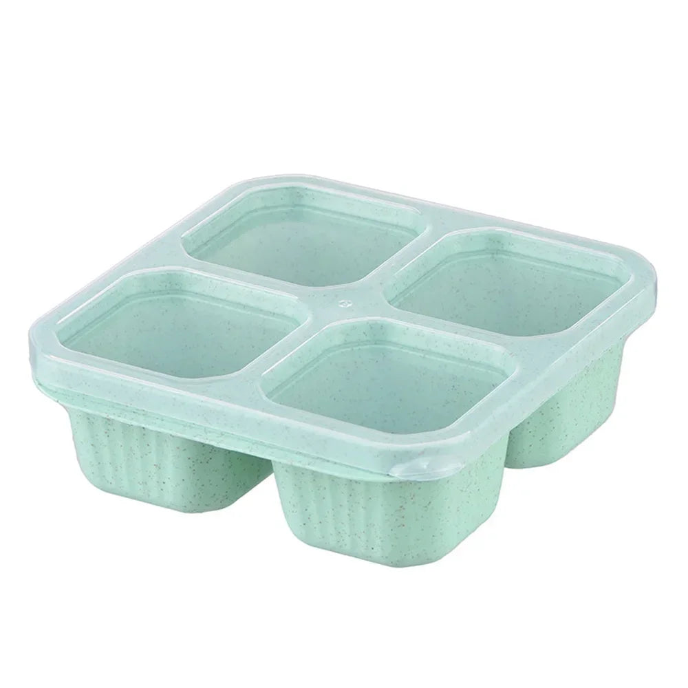4 Grid Snack Containers Reusable Meal Prep Lunch Containers Portable for Kids and Adults Home Snack Storage Bottles Kitchen Tool Oasis Select green 1 4