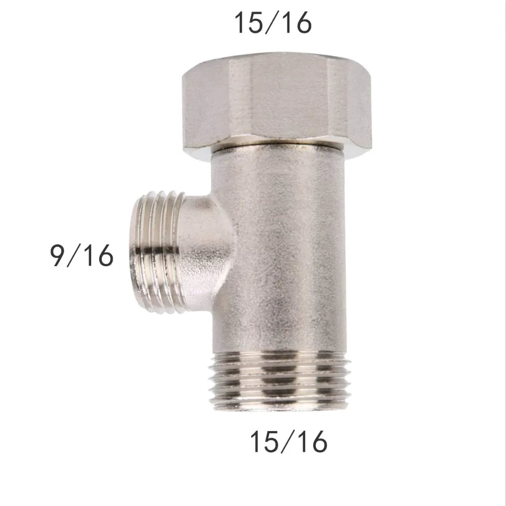 Brass T Valve Adapter Connector 3/8' 1/2' 9/16' 15/16' Durable Kitchen Sink Splitter Diverter Valve Oasis Select 15-16