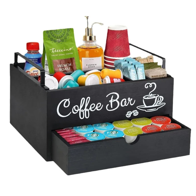 Wooden Coffee Capsule Storage Box Wooden Hand-held Desktop Milk Tea Bag Coffee Capsule Holder Storage Basket Oasis Select