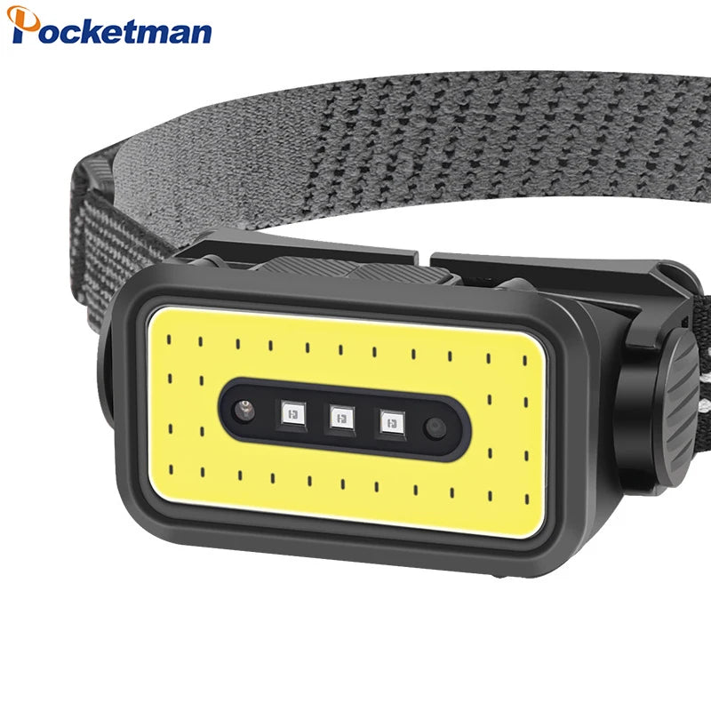 Smart Motion Sensor COB LED Headlamp 5 Lighting Modes USB Rechargeable Headlight Outdoor Waterproof Head Lamp Head Flashlight Oasis Select