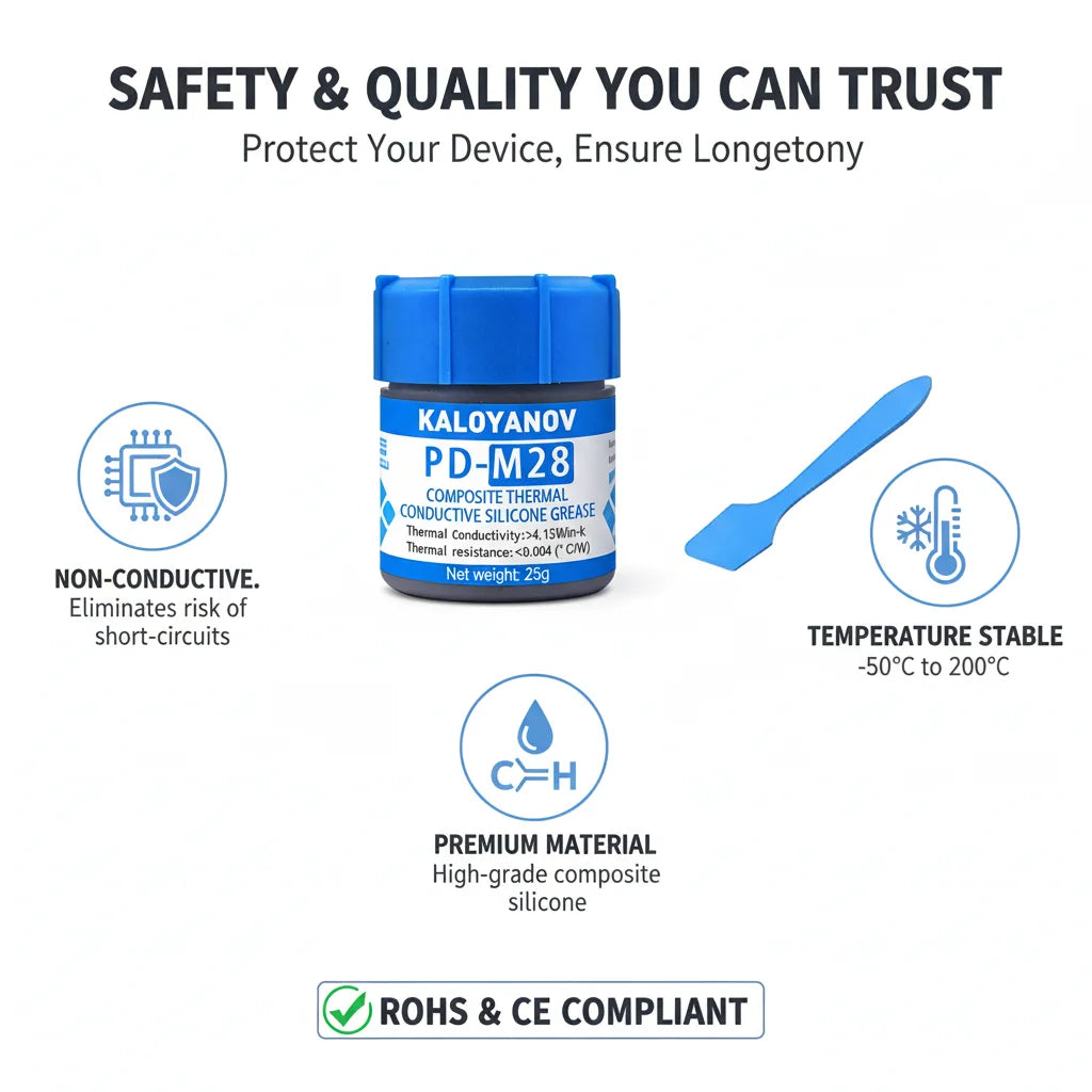 Advanced 25g CPU GPU Thermal Paste. High Heat Transfer Cooling Compound Grease with Scraper Tool for Processor Heatsinks Oasis Select
