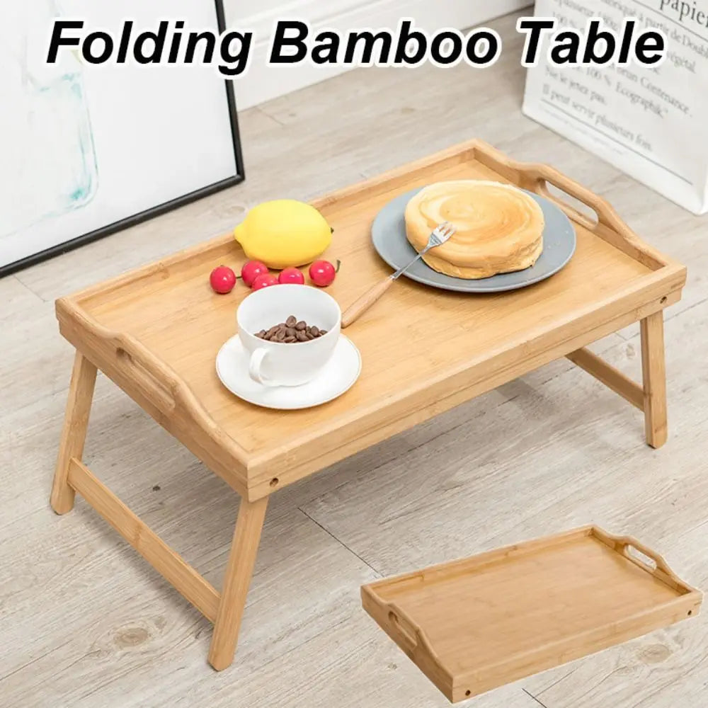 Bamboo Folding Table – Portable Laptop Desk & Breakfast Tray