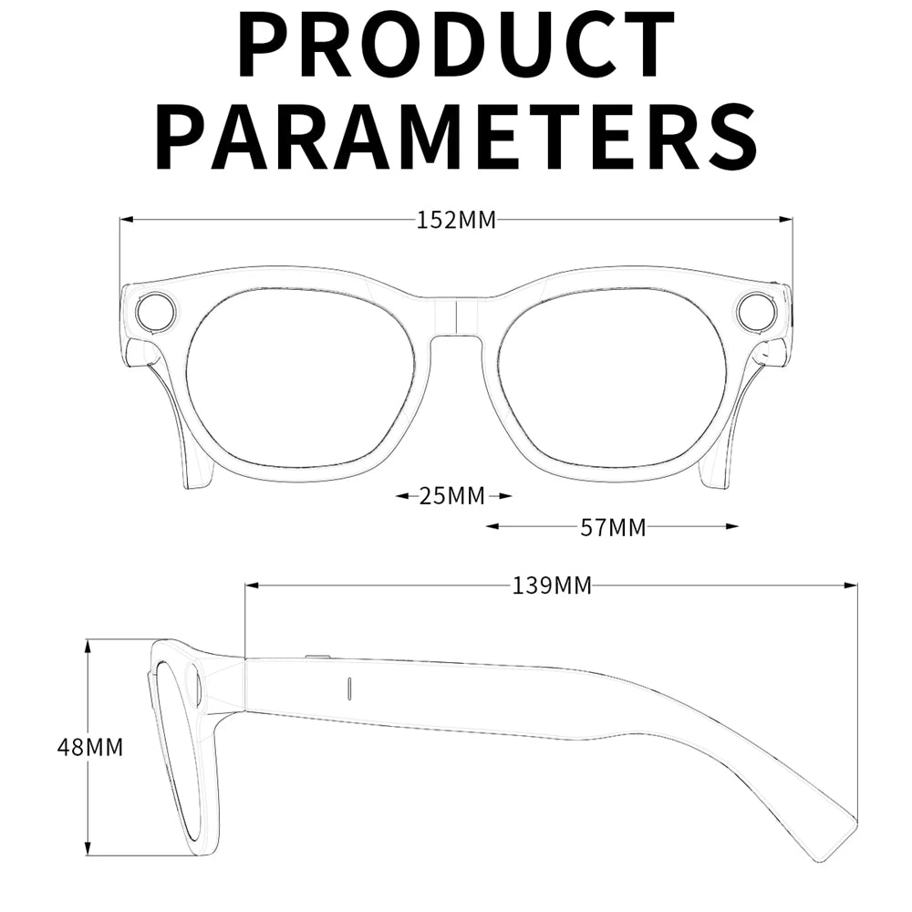 AI Smart Glasses 800W Shooting Camera HD Photo Video Voice Call Eyewear Men Lady Music Wireless Wearable Translation Waterproof Oasis Select