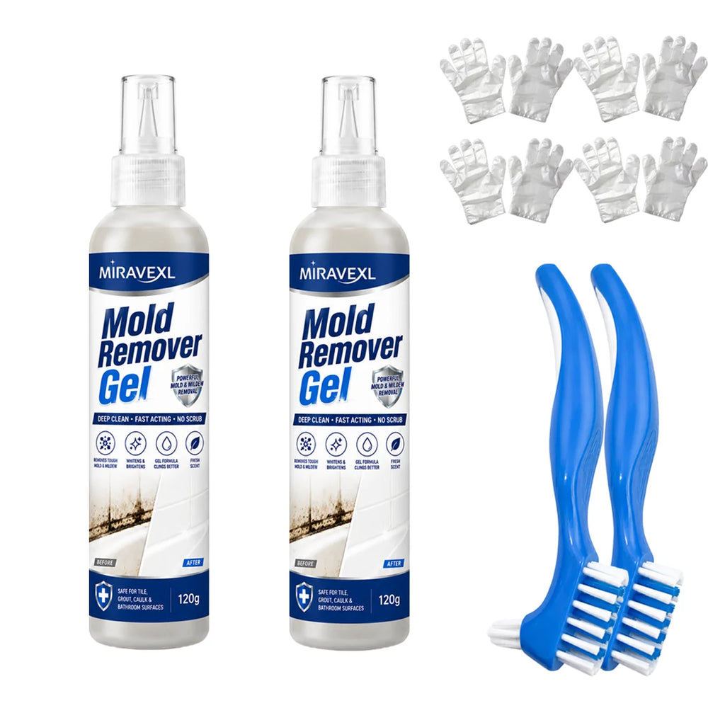 Mildew Cleaning Gel with Brush and Disposable Gloves Fast Acting Mold Remover forBathroom Grout Tiles Kitchen Seals Home Care Oasis Select 2 bottles