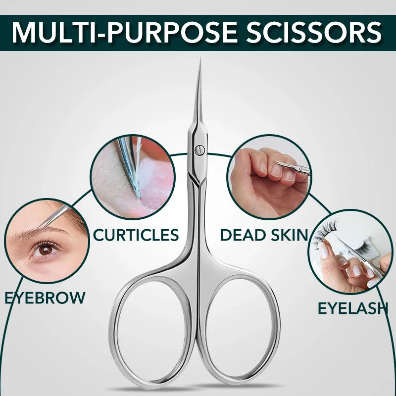 Compact Size Stainless Steel Cuticle Scissors - Curved Blade Nail Manicure Tool for Eyebrow Eyelash Dry Skin Multi-purpose Oasis Select