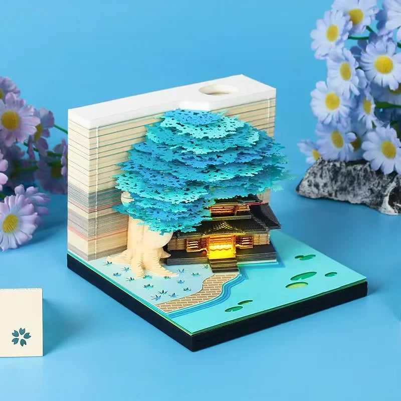 Treehouse 3D Desktop Calendar Sticky Notes Creative Crafts Souvenirs Paper Carvings Memo Pad New Year Gifts Office Ornament Oasis Select BE calendar