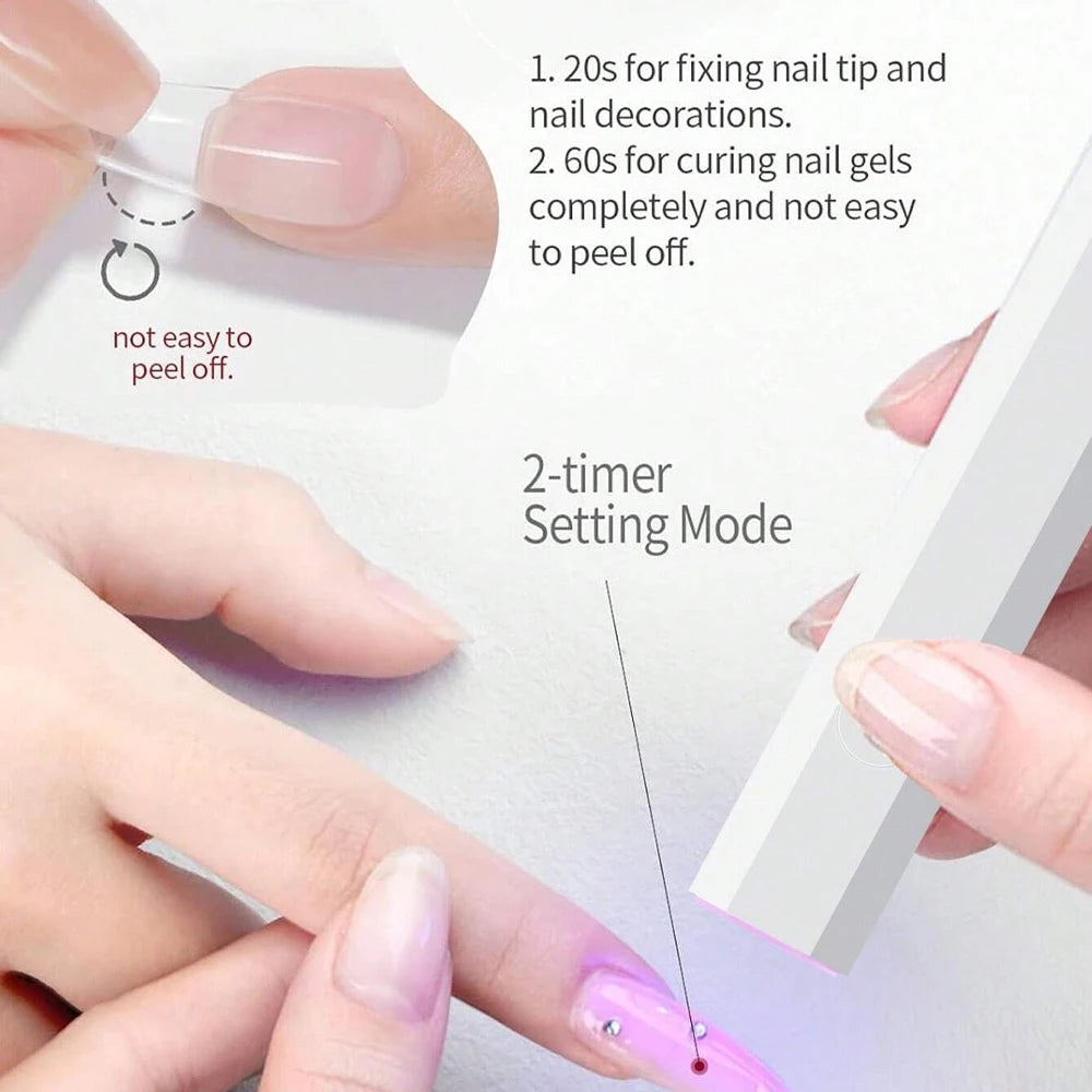 Handheld UV Light for Gel Nails Portable UV Nail Lamp Rechargeable LED Nail Lamp for Nails Art Desk Stand Oasis Select