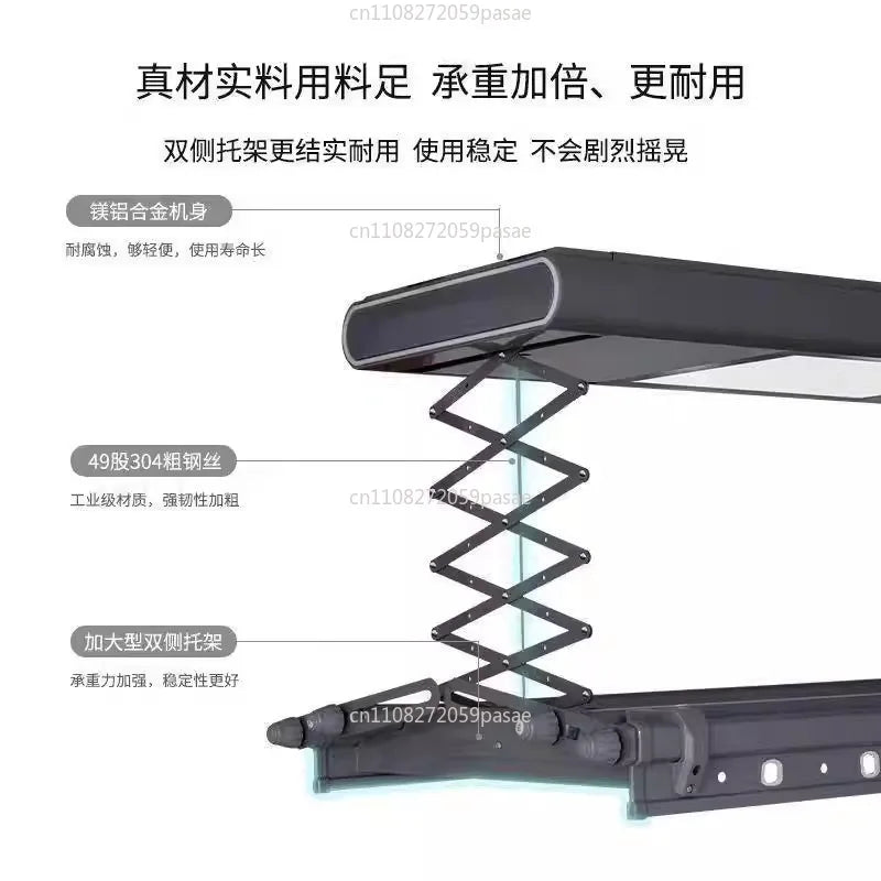 Electric Telescopic Clothes Dryer – Smart Remote 4-Pole Hanger