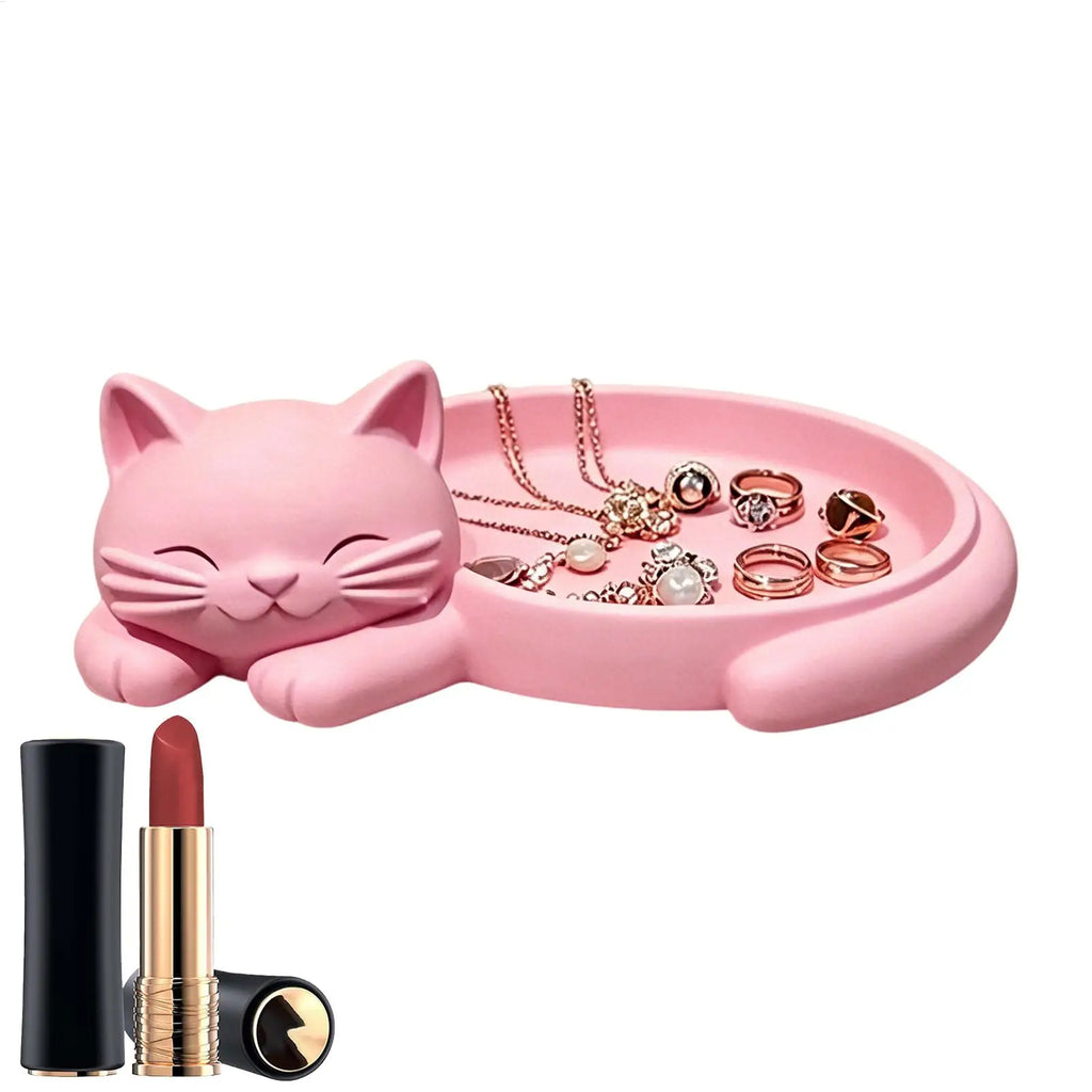 Jewellery Tray Decorative Cat Shape Jewelry Storage Trinket Organizer Dish Trinket Tray Cat Shape Necklaces Storage Tray Oasis Select
