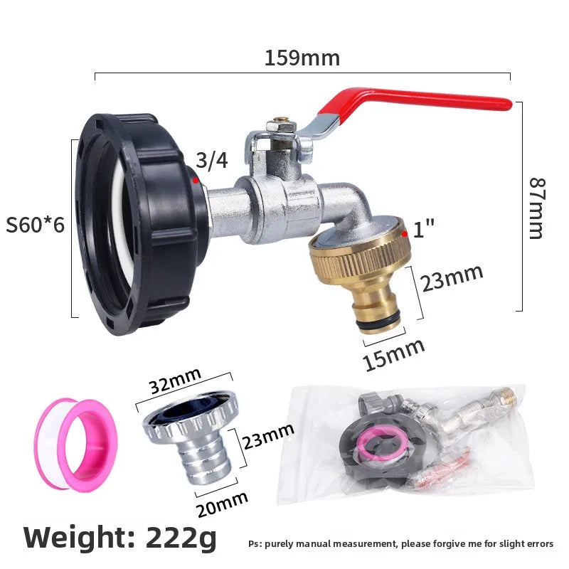 Durable IBC Tank Tap Adapter S60*6 Coarse Thread to 1/2'' 3/4'' Connector Replacement Valve Garden Home Valve Fitting Faucet Oasis Select K