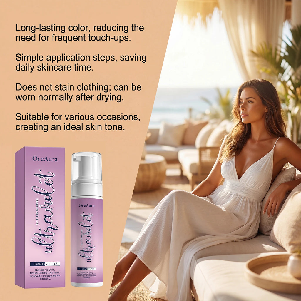 Self Tan Mousse Sunless Tanning Foam Natural Bronzing Sunless Tanner for Body Instant Glow Moisturizing Foam Help Darken Glowing Oasis Select