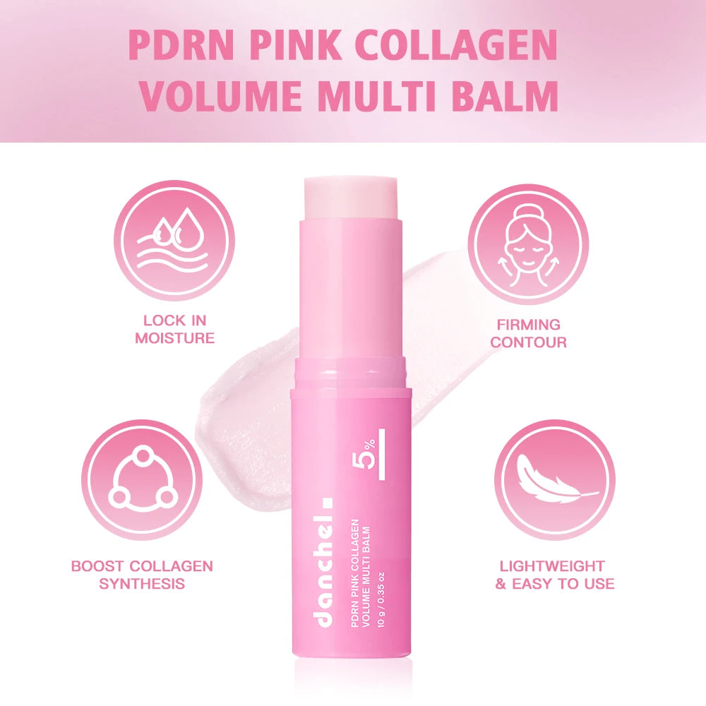 PDRN Pink Collagen Volumer Multi Balm Deep Hydration Plump Smooth Radiant Multi Collagen Stick for Cheeks Eyes Lips Neck Skincar Oasis Select