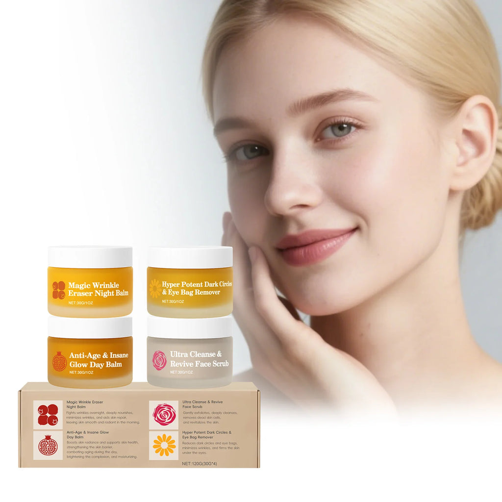 4-Piece Day & Night Skincare Set – Moisturizer, Eye Cream & Scrub Skincare Gift Set Oasis Select