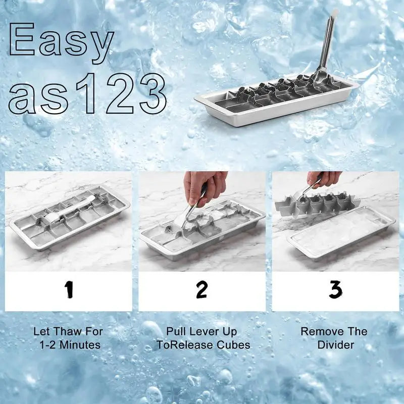 Stainless Steel Ice Cube Tray Stainless Steel Ice Cube Maker Freezer Square Ice Cube Mold tool Making for Milk and Drink Cooling Oasis Select