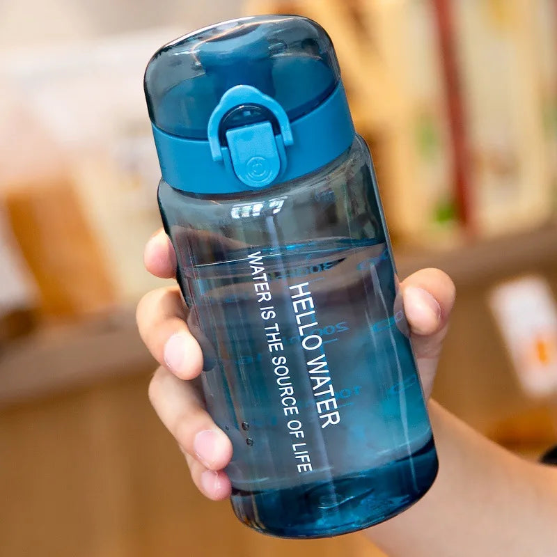 550ml Sports Water Bottle, Large-Capacity Transparent Scale Cup with Straight Drinking Bouncing Lid Outdoor Portable Kettle Oasis Select Blue 550ml