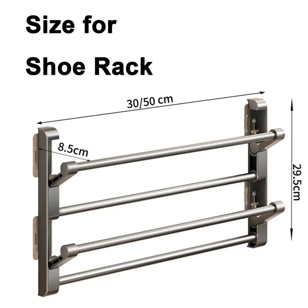 Foldable Wall-Mounted Shoe Rack | No-Drill Aluminum Organizer