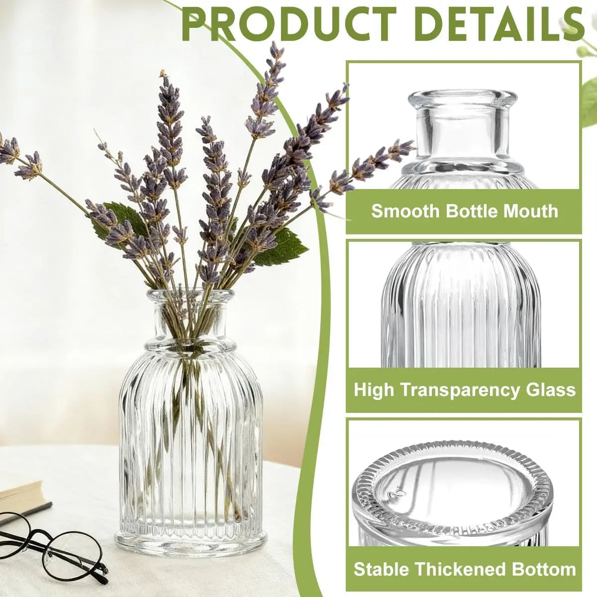 2/4/6 PCS Clear Glass Mini Bottles – Reed Diffuser & Bud Vase Set for Wedding Centerpieces, DIY Fragrance & Florist Decor Oasis Select