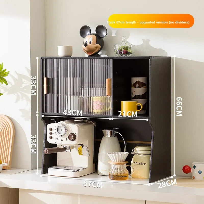 Cup storage rack desktop dining side coffee machine kettle storage cabinet multi-layer dustproof water cup tea set cup holder Oasis Select Black 67