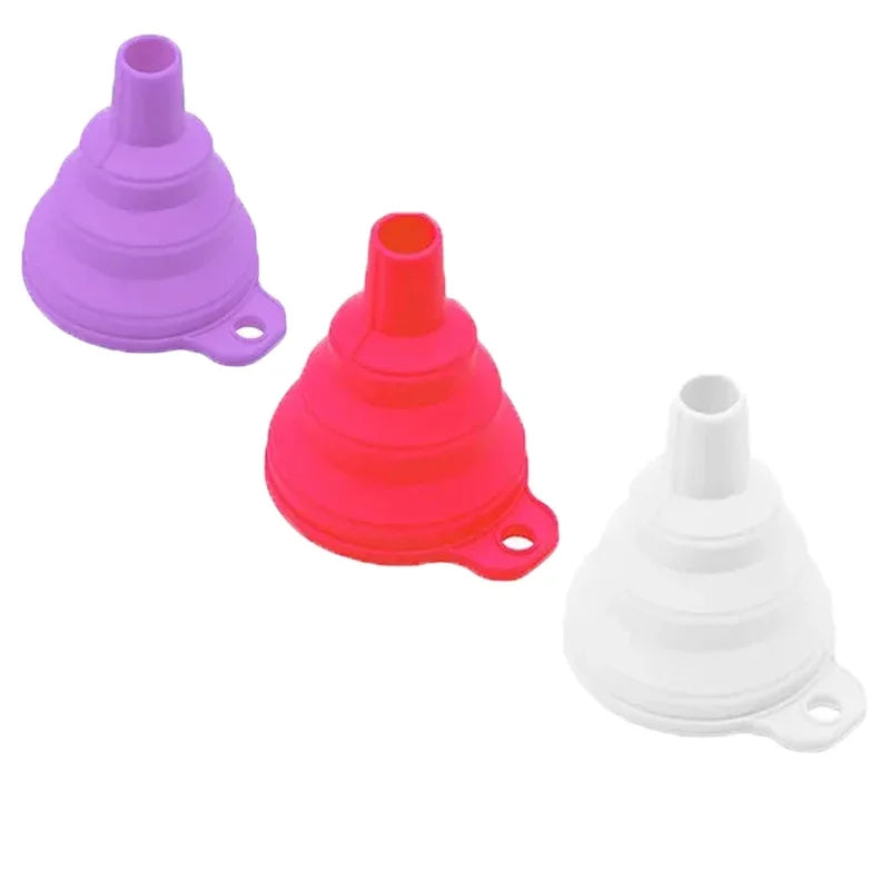Silicone Collapsible Foldable Funnel Household Kitchen Cooking Tools Portable Wine Mini Portable Oil Pot Funnel Oasis Select A-3PC