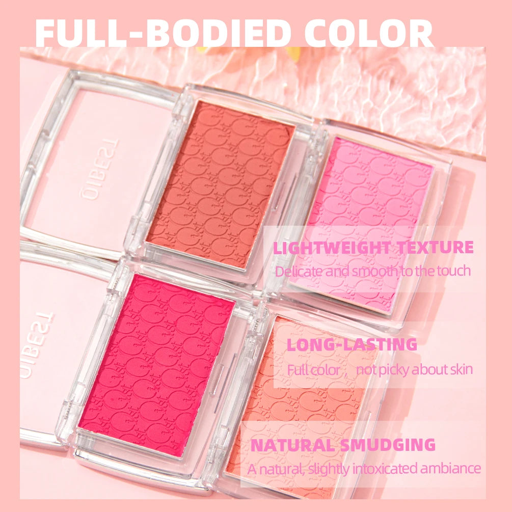 QiBest 3D Embossed Blush Palette – Peach, Pink & Coral Shades