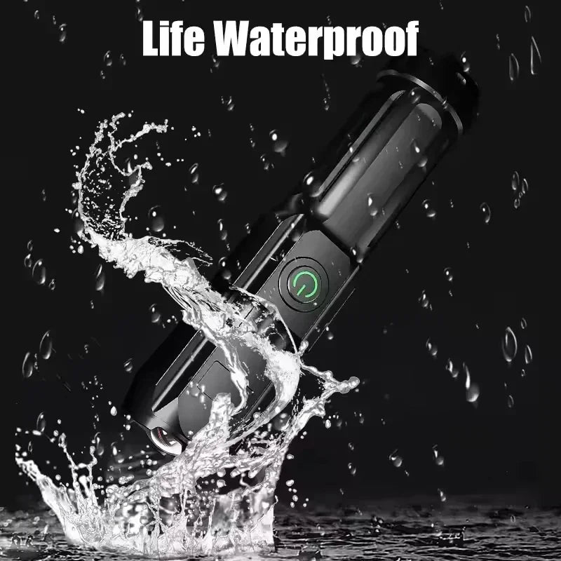 Ultra-bright LED Flashlight Rechargeable Torch Outdoor Zoomable Lantern Portable Waterproof Light for Camping Hunting Hiking Oasis Select