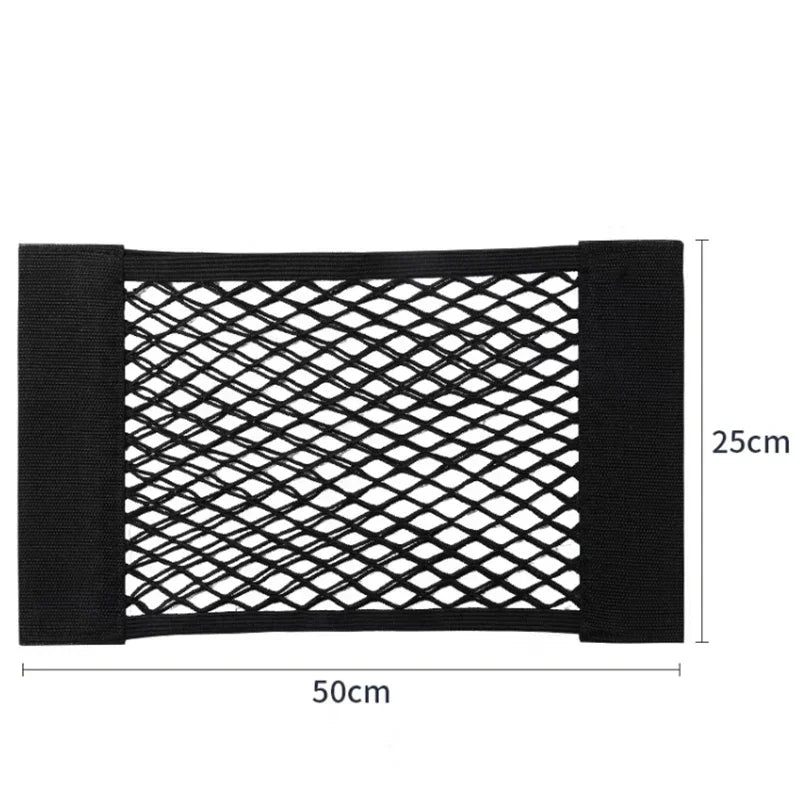 Car Storage Net Stretchable Mesh Pocket Net Magic Elastic Sticker Universal Rear Mesh Trunk Seat Bag Pocket Cage Auto Organizer Oasis Select 50 x 25cm