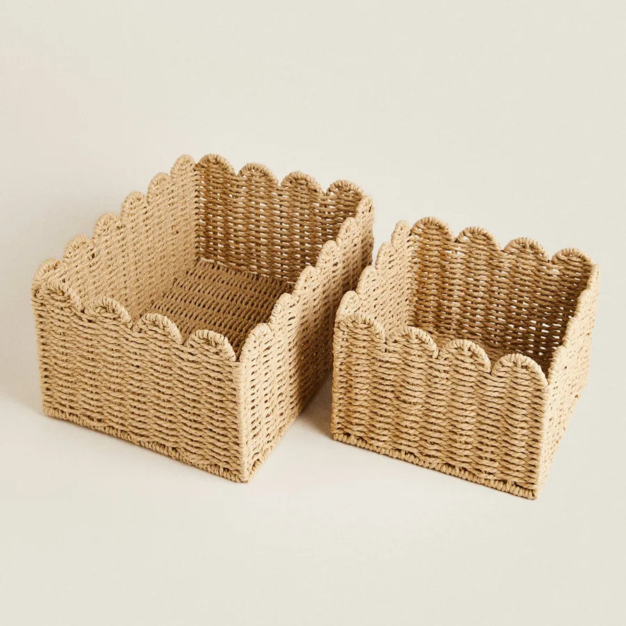 Paper Rope Woven Storage Basket Large Capacity Household Clothes Sundries Desktop Snacks Toys Tidy Kitchen Storage Basket Oasis Select