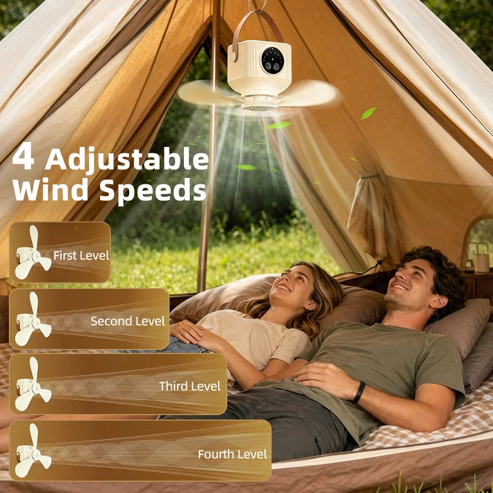 AFDEAL Portable Ceiling Fan 7200mAh Rechargeable LED & Remote