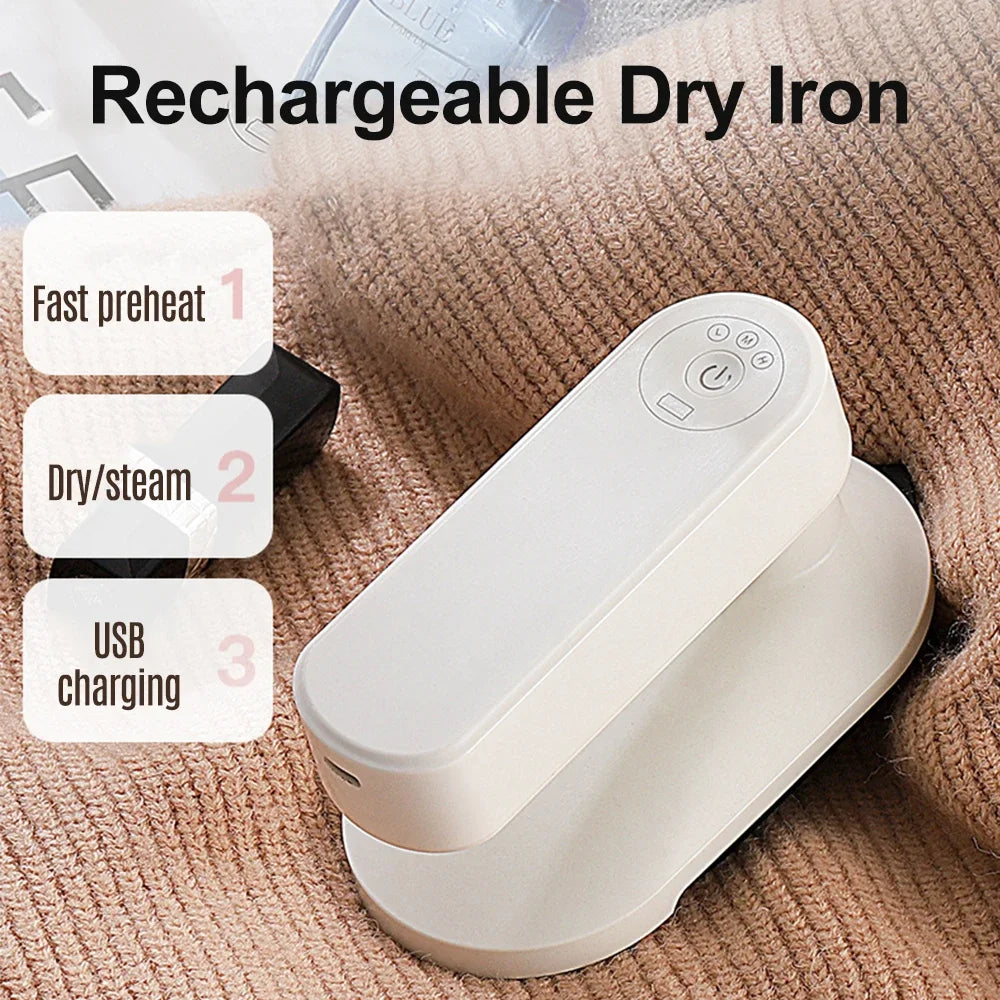 URGGU Cordless Mini Travel Iron – USB Rechargeable, 3 Heat Modes