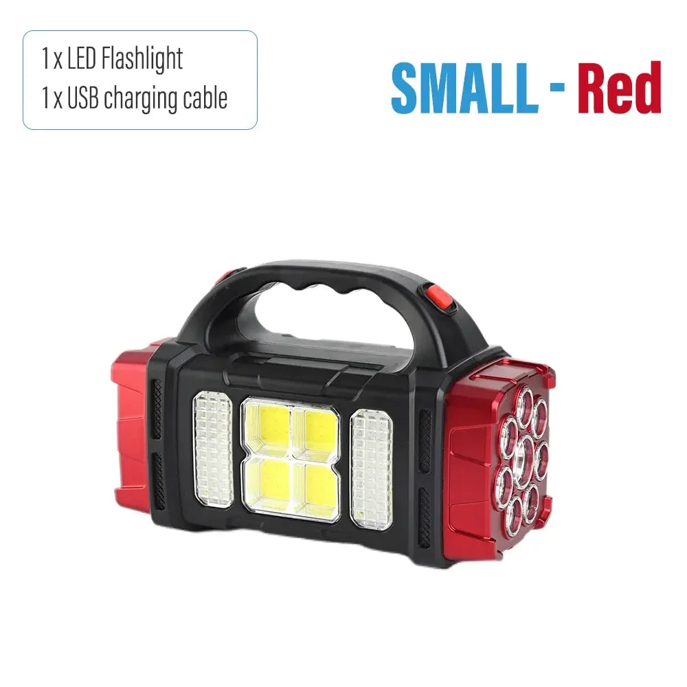 High Power Led Flashlights Camping Torch Work Light Solar Charge 4 Gear USB Rechargeable Light Waterproof Light for Outdoor Oasis Select Small-Red