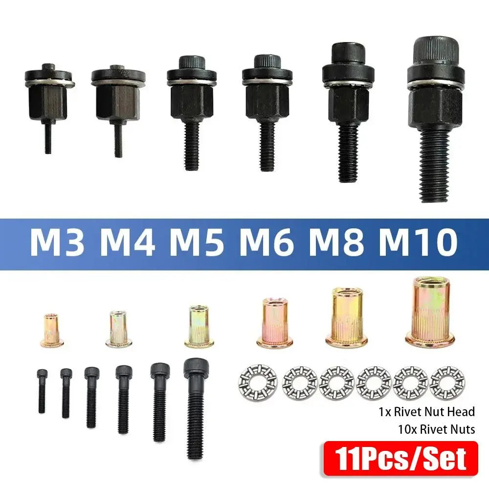 Durable M3 M4 M5 M6 M8 M10 Hand Rivet Nut Mandrel Staple Manual Riveter Tool Manual Riveter Tool Head Rivet Tool Set Oasis Select
