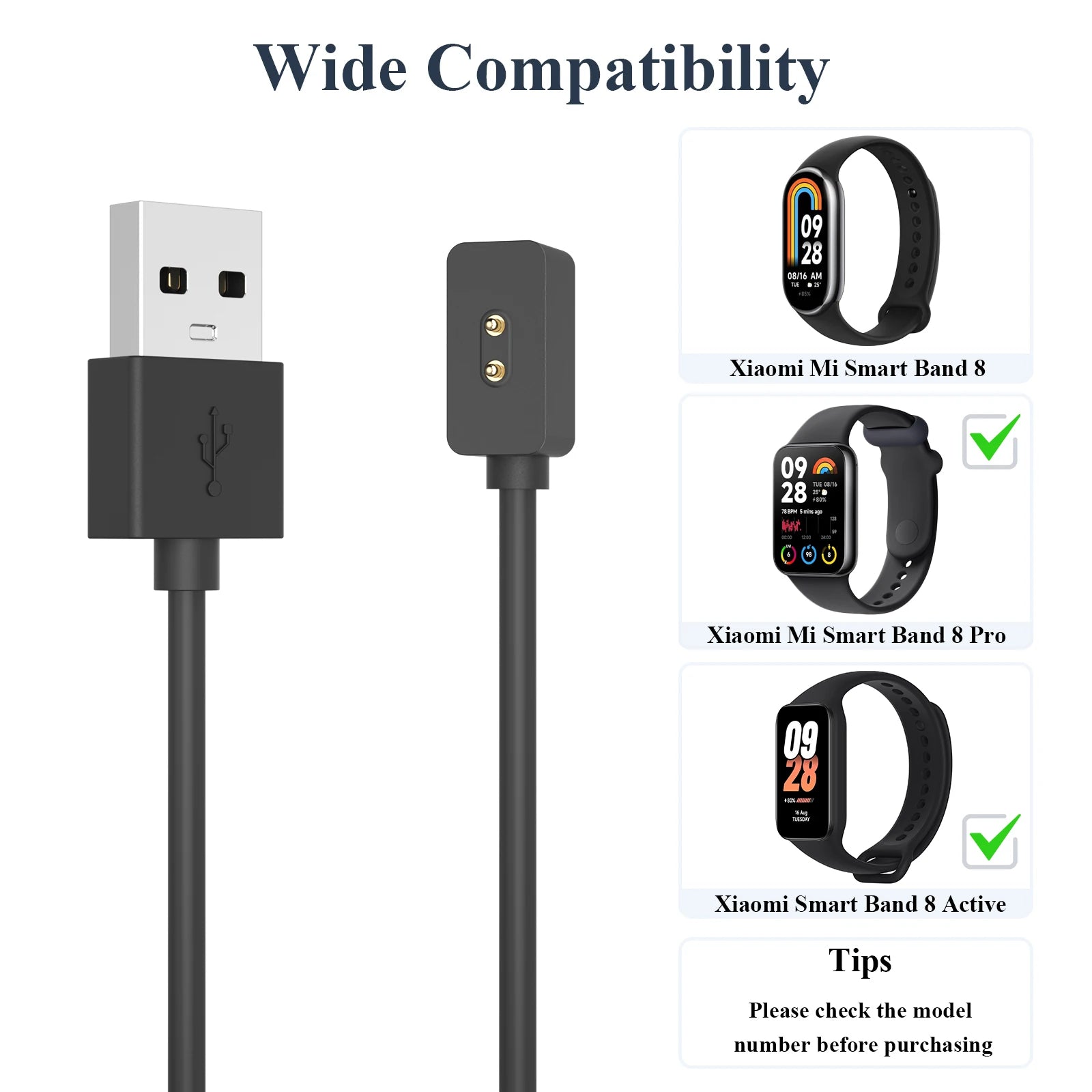 Magnetic USB Charger Cable for Xiaomi Mi Band 5 6 7 8 Magnetic Charging Cable Oasis Select