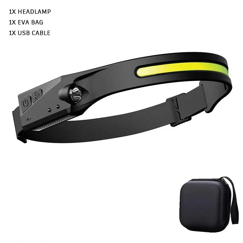 KDULIT 1~20Pack LED Sensor Headlamp Built-in Battery USB Rechargeable Waterproof Head Torch Outdoor Camping Fishing Headlight Oasis Select 1pcs with bag