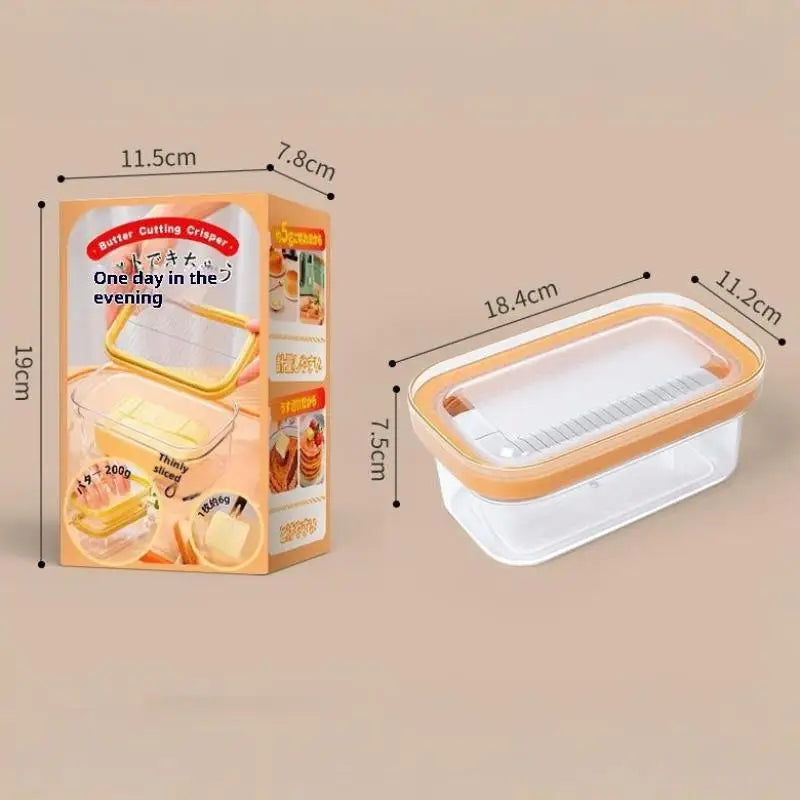 Premium Butter Dish Box Set with Cheese Slicer, Refrigerator Storage, Kitchen Knife, and Lid Oasis Select