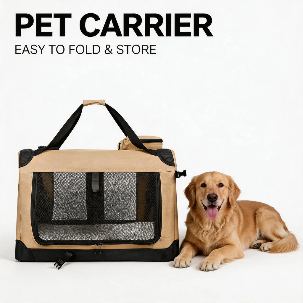 Easy Storage Foldable Soft Dog Crates Kennel 3 Door Soft Sided Travel Pet Car Carrier with Straps Mat for Dogs Cats Rabbits Oasis Select