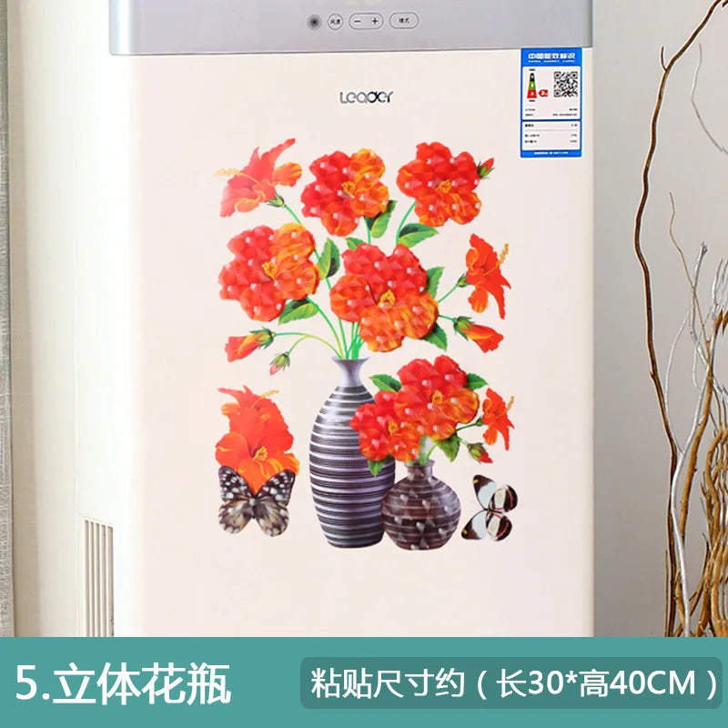 3D Simulation Vase Bedroom Room Wall Three-Dimensional Gilding Decorative Wall Stickers Oasis Select 05 style 30x40cm