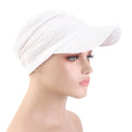 Simple Solid Color Headwraps Hat Wide Brim Casual Sun Hat Baseball Hijab Cap Women Oasis Select White
