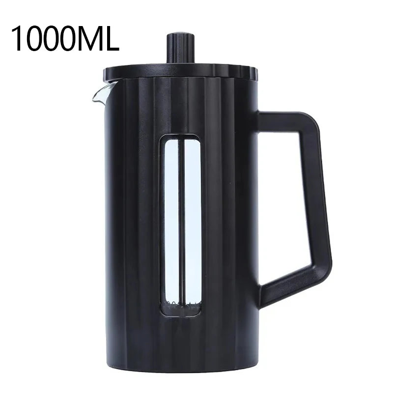1000ML/ 600ML French Press Coffee Maker High Borosilicate Glass House Coffee Brewer Milk Foam Frother Barista Tea Maker Oasis Select black 1000ml