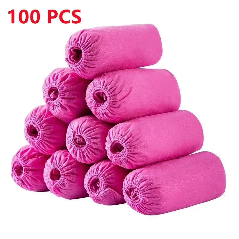 Disposable Boot Shoe Covers 100 Count Foot Booties Shoe Coverings Non Slip Shoe & Boot Covers for Indoor Outdoor Home Workplace Oasis Select Pink 100Pack