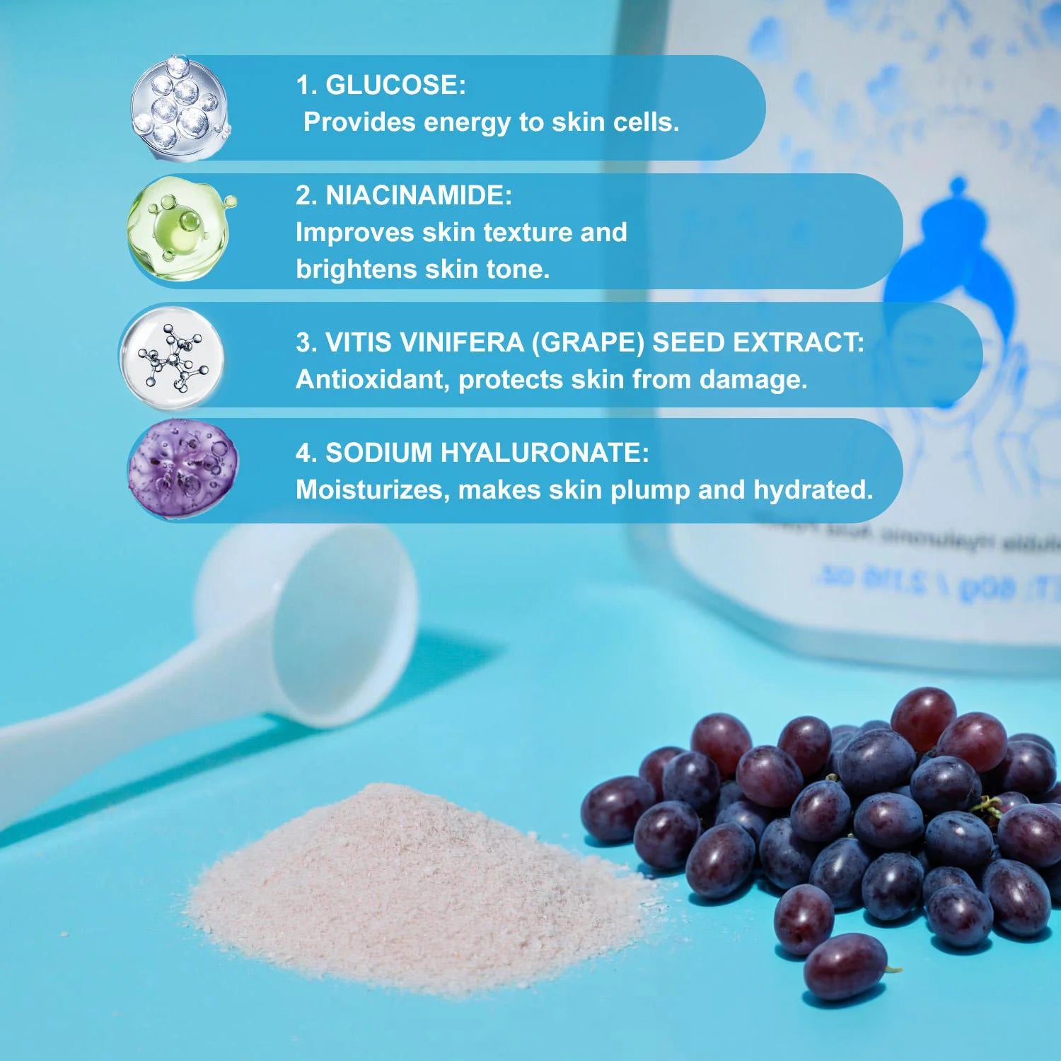 60g Hyaluronic Acid Powder + Spoon | DIY Hydrating Serum