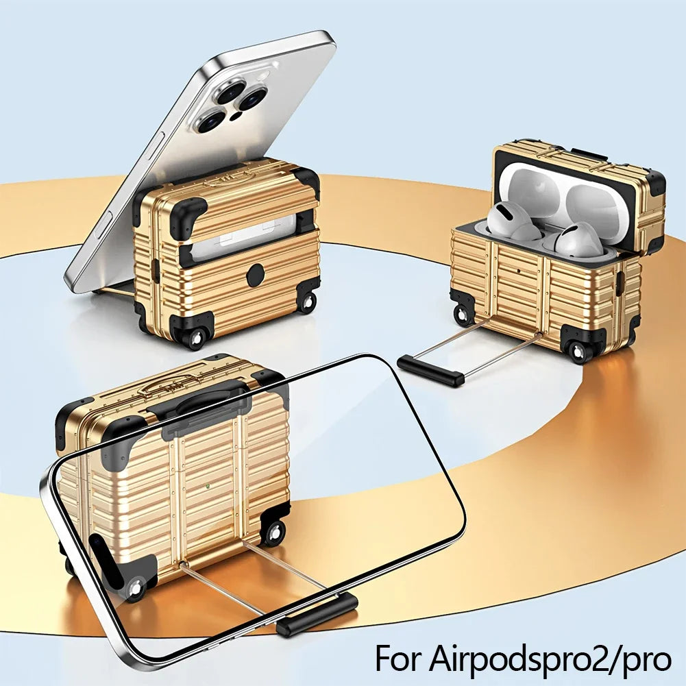 Mini Suitcase AirPods Case – Drop-Proof PC & TPU Cover